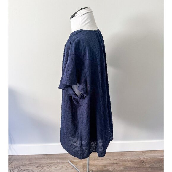 Lane Bryant Navy Button Down Lace Top - Picture 6 of 8